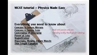 MCAT - Concave/Convex Mirrors/Lens Physics Made Easy|Lens Power|Magnification|Thin Length Equation