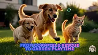 Dog and Cat Family Movie: From Cornfield Rescue to Garden Playtime