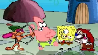 SPONGEBOB SQUAREPANTS & STIMPY CAT  VS  PATRICK STAR & REN HOEK