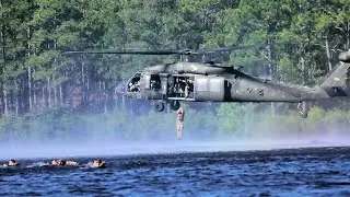 Soldiers Helocast Into Mott Lake
