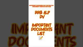 RRB ALP (DV)  Document Verification all documents list #rrbalp #shorts