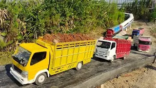 Jooss Mobil Truk Oleng Angkut Pasir Batu Isuzu Giga Canter Fuso Muat Berat Terguling di Tanjakan