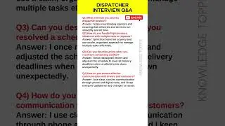 Dispatcher Interview Questions and Answers