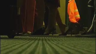Flight attendant shoeplay