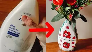 DIY Flower Vase with Empty Plastic Container 😍✍️❤️