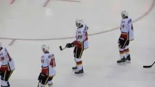 Curtis Glencross during pre-game warm-up at the Flames @ Senators hockey game