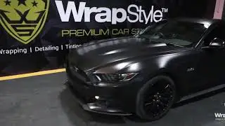 Ford Mustang Wrapped in Satin Black - Wrapstyle Kerala