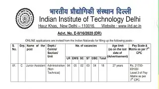 IIT Delhi Junior Assistant Recruitment 2020 | IIT Delhi Jobs | SK Education