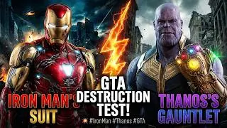 Iron Man's Suit vs. Thanos's Gauntlet: GTA DESTRUCTION TEST! 💥 #ironman  #thanos  #gta