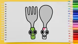 How to Draw a Spoon, Fork, and Knife Step by Step