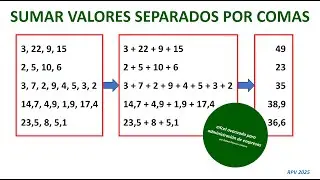 Sumar valores separados por comas en Excel