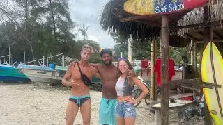 Surfing in Ecuador. We love dogs.