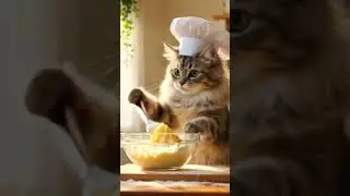 CookingCat #ChefCat #CatInKitchen #WhimsicalCooking #CatArt #FelineChef #CuteCatCooking #CatLovers