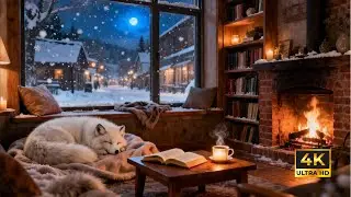 Snowy Evening Jazz Piano, Warm Fire & Calm Winter Streets