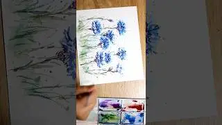 Jak malować chabry akwarelami | Akwarelami bez szkicu | Art Reels | Dla początkujących | Tutorial