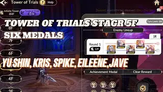 Tower of Trials Stage 5F YU SHIN, KRIS , SPIKE, EILEENE, JAVE Six Medals - Seven Knights Re:Birth