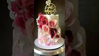 Mini-tiered engagement cake with real roses by MasterBaker Oindrila Bala | unique engagement cake