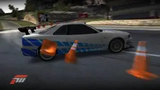 Skyline R34 in Forza 3 Drifting - Knocking Down Cones