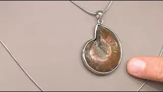 Canadian Ammolite Gems Sterling Silver Ammolite Shell Inlay Pendant