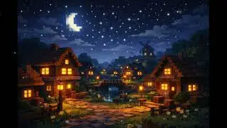 Minecraft-style Night Town 🌙 Relaxing BGM