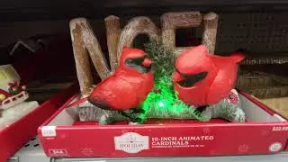CHRISTMAS FANS - ANIMATED CARDINAL RED BIRDS SINGING WITH A NOEL LOG SIGN - HOLIDAY DECOR AT WALMART