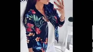Casual Retro Floral Print Zipper Up Jacket