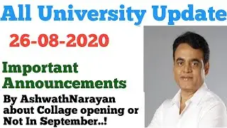 All University Update |important Announcement By Aswthnaryan|vtu update Today 2020|vtu Update Today|
