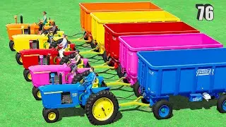 TRANSPORTING & HARVESTING POPLAR WITH 3 WHEEL JOHN DEERE TRACTORS! MAKING WOOD CHIPS #76