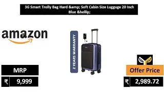 3G Smart Trolly Bag Hard & Soft Cabin Size Lugguge 20 Inch Blue &hellip;