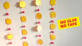 No Glue No Tape Paper Crafts || Diwali decoration ideas || simple wall hanging with paper only 
