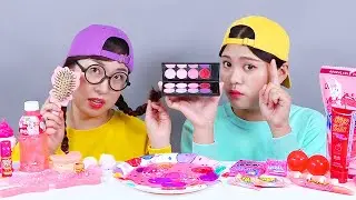 M&oacute;n tr&aacute;ng miệng thạch s&ocirc; c&ocirc; la m&igrave; hồng Mukbang DONA