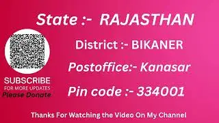 Rajasthan Bikaner Kansar Ka pin code 334001 / Bikaner Kansar ka post office