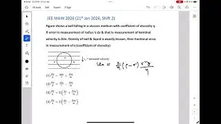 Figure shows a ball falling in a viscous medium with coefficient of viscosity &eta;.If error in measurem