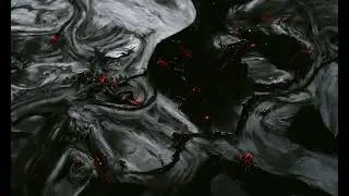 A tall dark city over a tumultuous sea of red blood (Disco Diffusion)