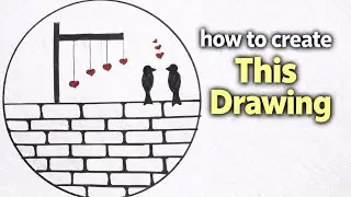 #Easy circle drawing ❤️🖌️ # circle birds red heart drawing ❤️🖌️