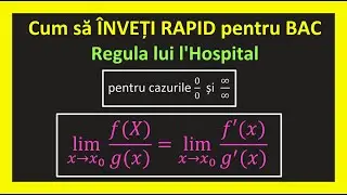 Cum sa iei bacul la mate regula lui l'Hospital clasa 11 limite caz 0 pe 0(Invata Matematica Usor)