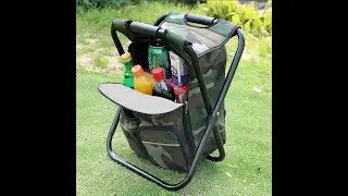 Folding Camping Chair Stool Backpack with Cooler Insulated Picnic Bag