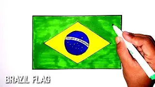 Menggambar Bendera Brasil - Cara Gambar Bendera Brasil || How to draw Brazil flag step by step