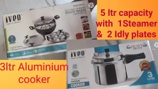 Multi Kadai 5ltr capacity with 1Steamer & Idlyplates//3Ltrs Aluminium cooker