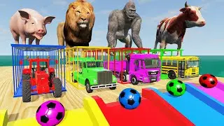 Big & Small Colors McQueen Spider with Monster Wheels VS Trains Thomas | BeamNG.drive