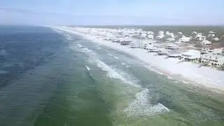 Aerial Footage of the beaches of Gulf Shores, Fort Morgan Alabama.