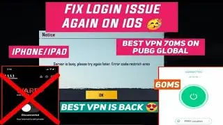 Best Ever VPN to play your pubg global on ios || fix Server is busy error code restrict area pubg