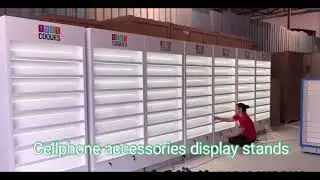 Cell phone cases display shelves