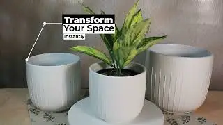 🌿 Vertical Line Ceramic Planters | Modern White Pots for Minimalist Home & Garden D&eacute;cor