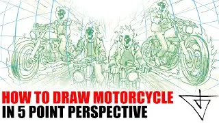 How to draw motorcycles in 5 point perspective
