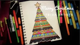 Easy Christmas Mandala Art / Merry Christmas drawing, Mandala art Step by step, Christmas DIY cards