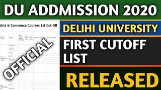 Delhi University First Cutoff List 2020/How To Check First DU Cutoff 2020/DU Cutoff List Out 2020.