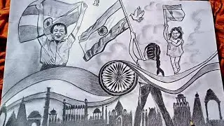 Republic Day Drawing Very Easy Pencil Sketch | 26 January Republic Day Drawing | 🇮🇳🇮🇳