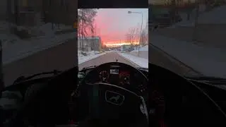 Beautiful Red Sky-Sweden-POV-Bus Ride with  MAN Lion's City Articulated Bus 704 Drivers View#316