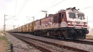 Rare visitor VADODARA AMUL WAP5 hauling SHARAMIK SPECIAL towards RENIGUNTA